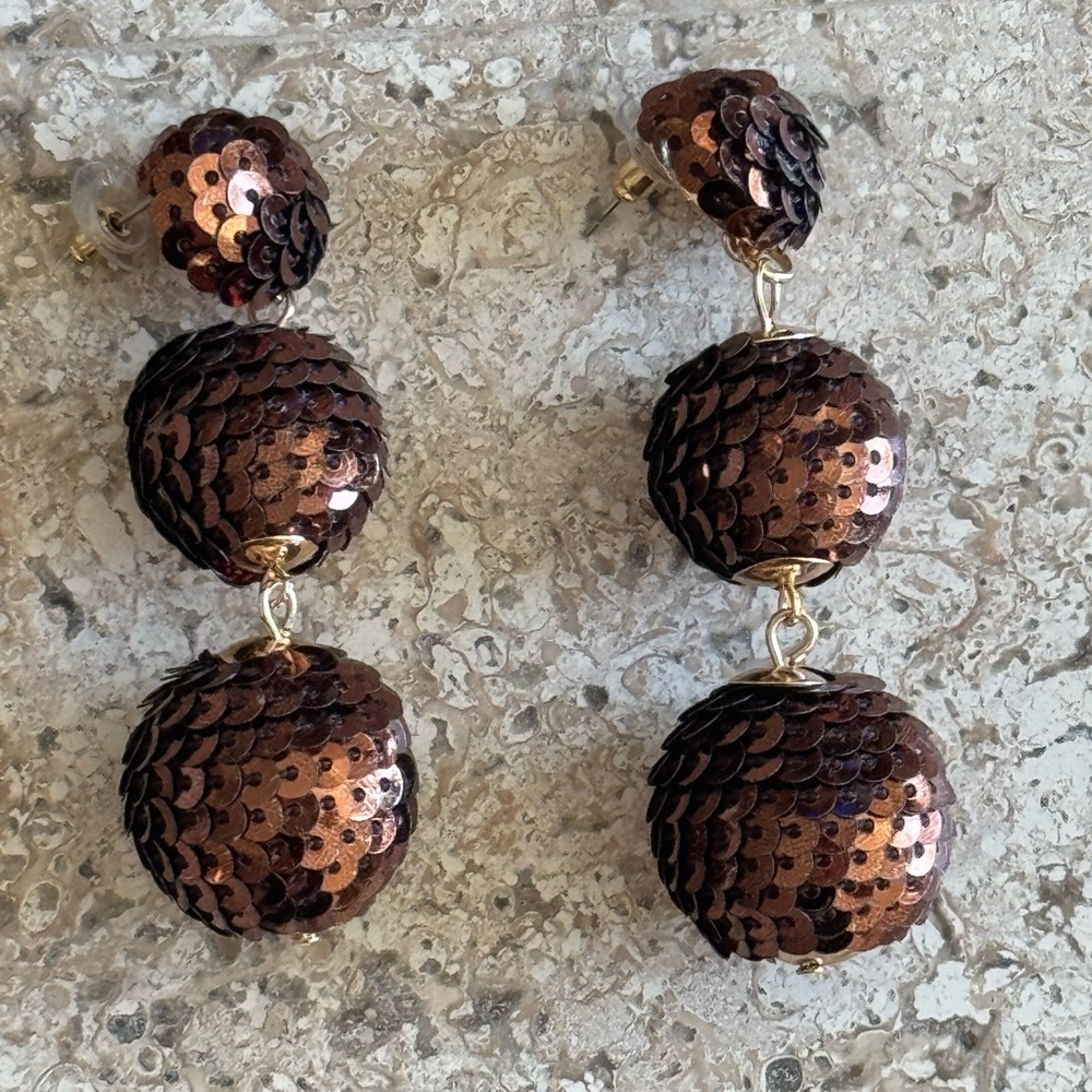 Bronze Sequin Drop Earrings